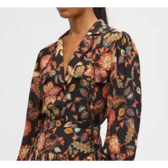 Ulla Johnson Florian Floral-Print Silk Blouse in Hellebore NWT Size 14 - Picture 2 of 11